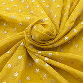 Golden Yellow Sequins Butti Chanderi Silk Tissue Embroidery