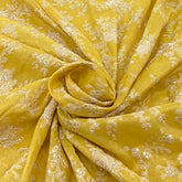 Haldi Yellow Sequins Floral Jal Chanderi Silk Tissue Embroidery