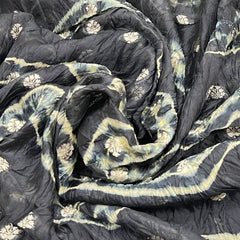 Black Blue Tie Dye Zari Butti Dupion Silk Brocade