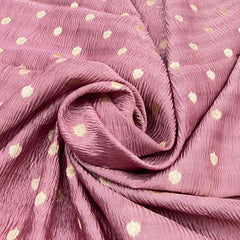 Nude Pink Flower Zari Butti Tissue Silk Crush