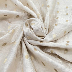 Cream Flower Zari Butti Tissue Silk Crush