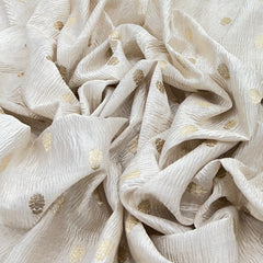 Cream Flower Zari Butti Tissue Silk Crush
