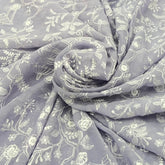 Light Purple Floral Jal Thread Mul Chanderi Embroidery