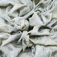 Light Green Floral Self Cotton Embroidery