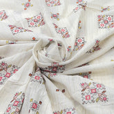 Off White/Multi Colour Geometric Cotton Embroidery
