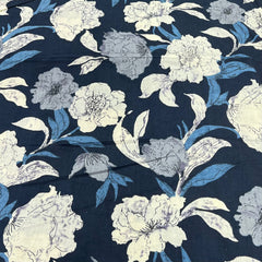 Bluish Black Wave Design Cotton Printed