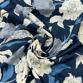 Bluish Black Wave Design Cotton Printed