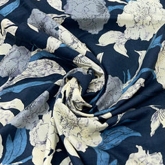 Bluish Black Wave Design Cotton Printed