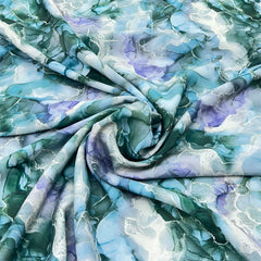 Green/Gray Marble Muslin Rayon Print