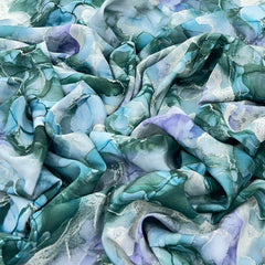 Green/Gray Marble Muslin Rayon Print