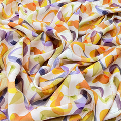 Yellow/Purple Geometric Muslin Rayon Print
