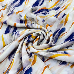 Off White/Blue Geometric Muslin Rayon Print