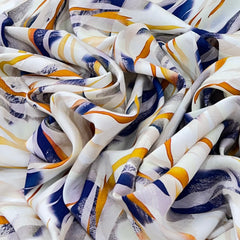 Off White/Blue Geometric Muslin Rayon Print