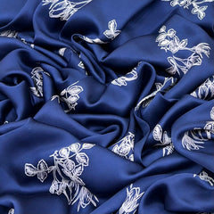 Blue Floral Modal Satin Print