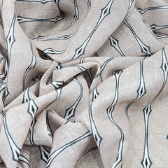 Light Beige Geometric Linen Printed