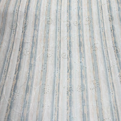 Light Beige Pindler Sidelines Aqua Printed Linen Embroidery