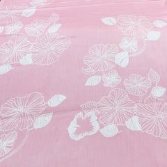 Light Pink With White Floral Mul Mul Satin Linen Print
