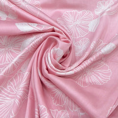 Light Pink With White Floral Mul Mul Satin Linen Print