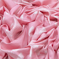 Light Pink With White Floral Mul Mul Satin Linen Print