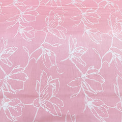 Light Pink With White Feather Floral Mul Mul Satin Print