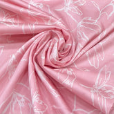 Light Pink With White Feather Floral Mul Mul Satin Print