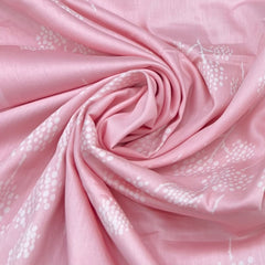 Light Pink With White Leafy Mul Mul Satin Print