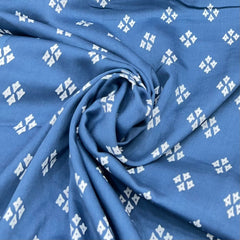 Faded Blue Zig Zag Mul Mul Satin Print