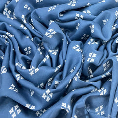 Faded Blue Zig Zag Mul Mul Satin Print