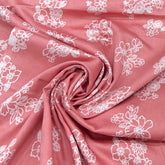 Peach Peony Flower Mul Mul Satin Print