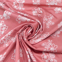 Peach Peony Flower Mul Mul Satin Print
