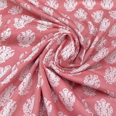 Peach Small Motifs Mul Mul Satin Print