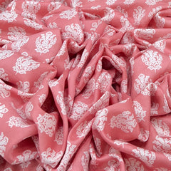 Peach Small Motifs Mul Mul Satin Print