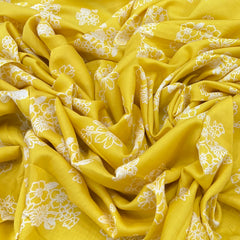 Yellow Anemone Flower Mul Mul Satin Print