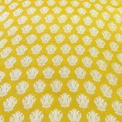Yellow Motifs Mul Mul Satin Print