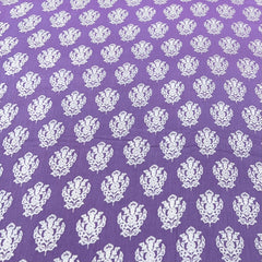 Lilac Motifs Mul Mul Satin Print