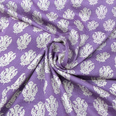 Lilac Motifs Mul Mul Satin Print