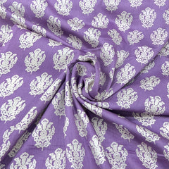Lilac Motifs Mul Mul Satin Print