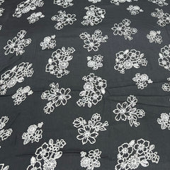 Black Anemone Flower Mul Mul Satin Print