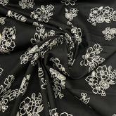 Black Anemone Flower Mul Mul Satin Print