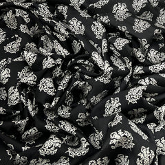 Black Motifs Mul Mul Satin Print