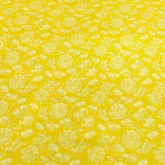 Bright Yellow Mariegold Flower Lawn Cotton Print
