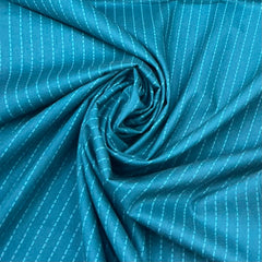 Turquoise Blue Stripes Lawn Cotton Print