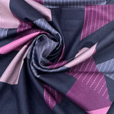 Black With Wine Geometric Lawn Cotton Print