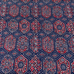 Navy Blue Ajrak Cotton Print