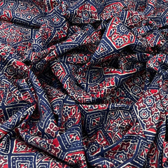 Navy Blue Ajrak Cotton Print