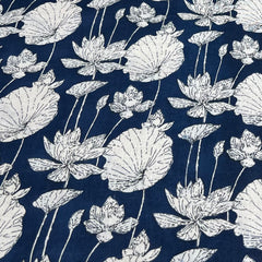 Blue Lotus Leaf Overall Cotton Print