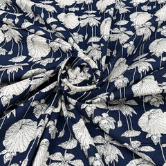 Blue Lotus Leaf Overall Cotton Print