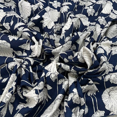 Blue Lotus Leaf Overall Cotton Print