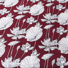 Maroon Lotus Leaf Overall Cotton Print
