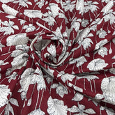 Maroon Lotus Leaf Overall Cotton Print